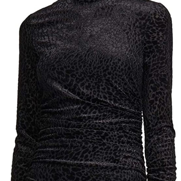 Likely /NWT Wylie Leopard Burnout Ruched black Bodycon long sleeve Mini Dress 12 - Picture 5 of 6